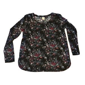 Faded Glory Floral Long Sleeve Top Y2K